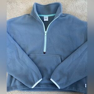 TNA Sky Blue Fleece 1/4 Zip Crop Sweater